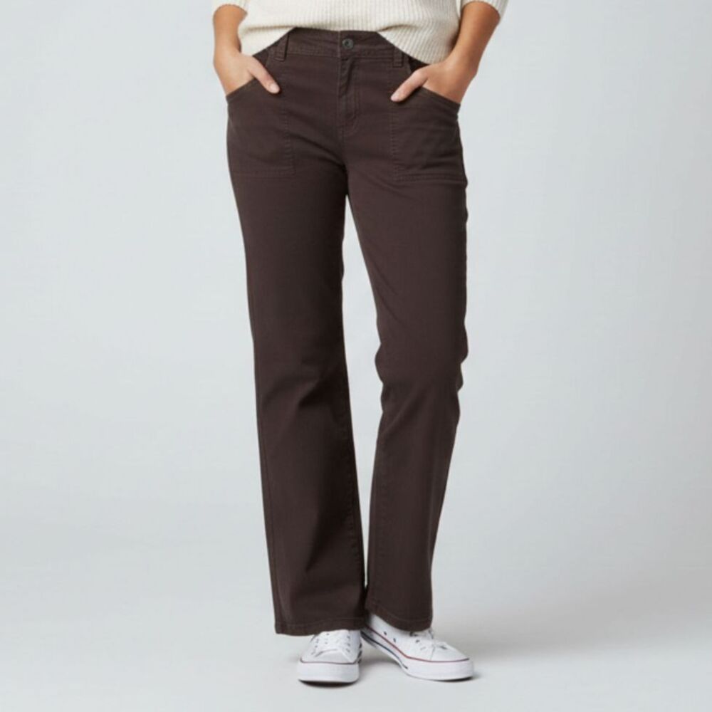 Gloria Vanderbilt Brown Straight-leg Utility Pants Front Patch Pockets Size 12P